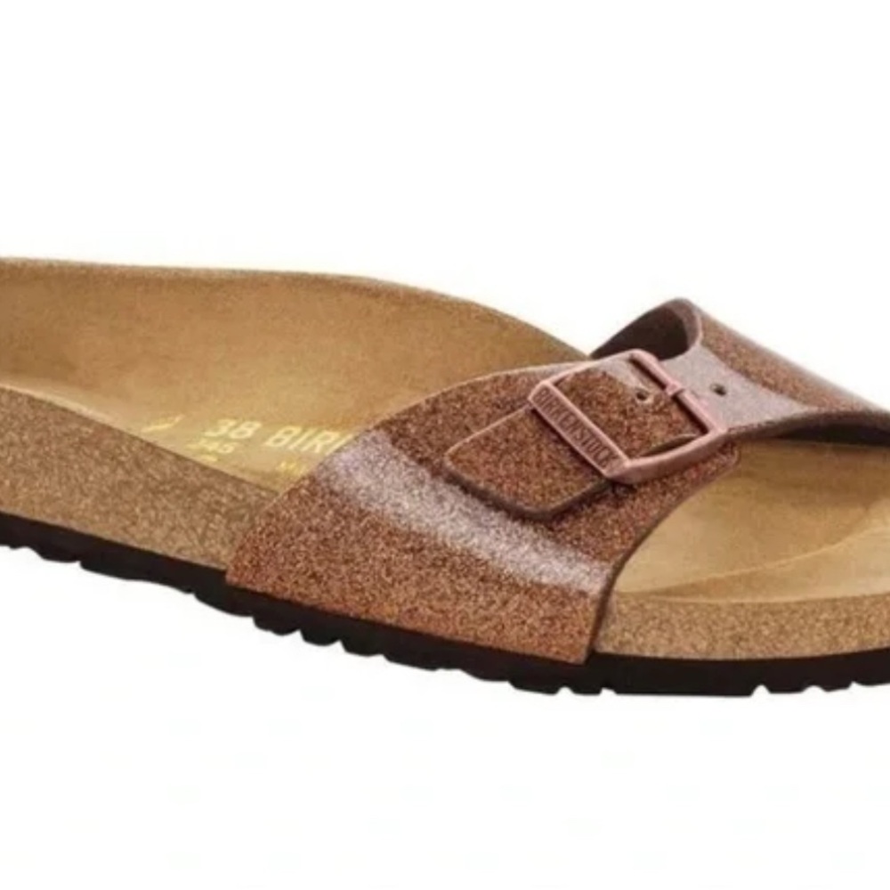 Birkenstock Metallic Rose Gold Single Strap Sandal